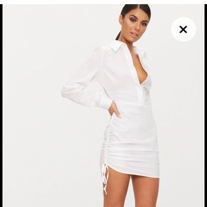 Ruched Side Fitted Shirt Dress